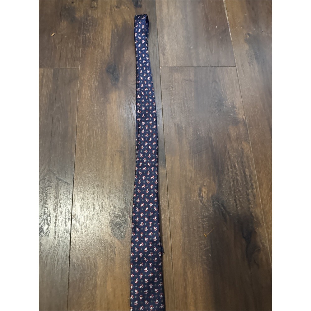IZOD Santa Claus Christmas Necktie Men's‎ OS Navy Blue Excellent Holiday Novelty